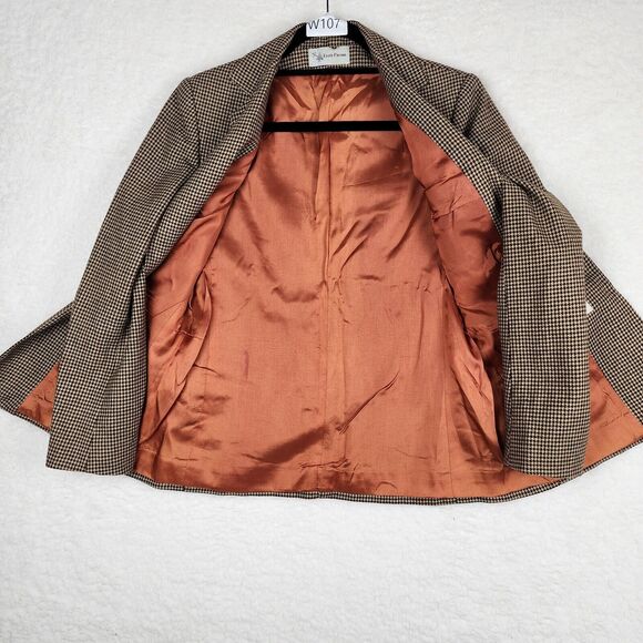 Vintage Evan Picone Womens Hounnd Tooth Blazer Brown/Tan Career Preppy SZ 8 - Picture 5 of 9